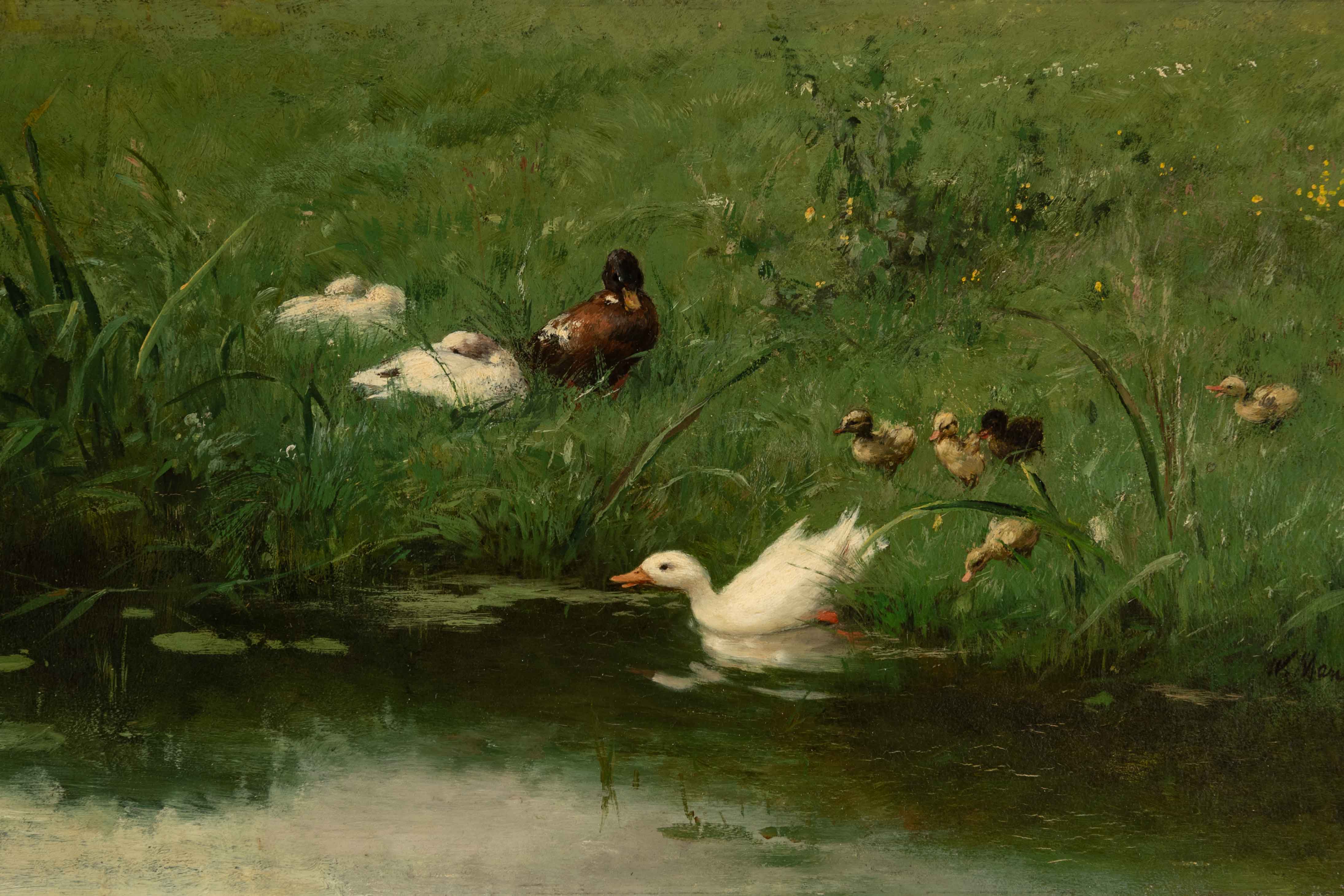 Willem Maris (Dutch, 1844–1910), Ducks, about 1875–80, oil on panel, 8 5/8 x 16 5/8 in. (21.91 x 42.23 cm). Taft Museum of Art, Cincinnati, Ohio. Bequest of Charles Phelps Taft and Anna Sinton Taft, 1931.408